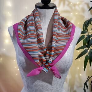 Morsly New York Vintage Retro Striped Square Italian Multicolor Scarf